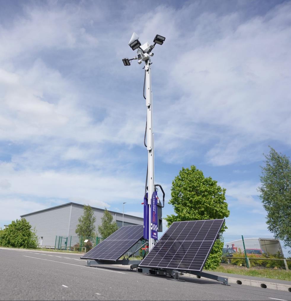 USSG Ltd RapidProtect Tower with solar panels deployed on a roadside.