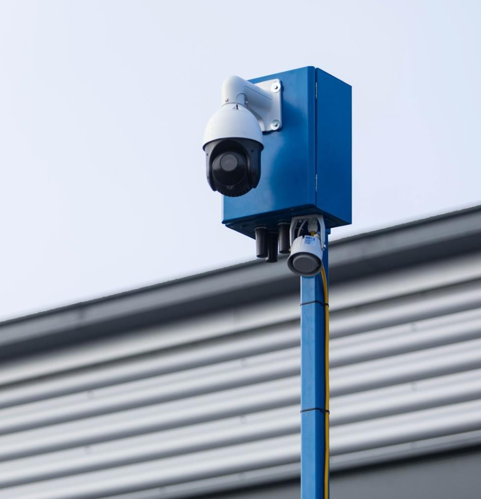 The Lite CCTV Tower mounted on a brick wall.